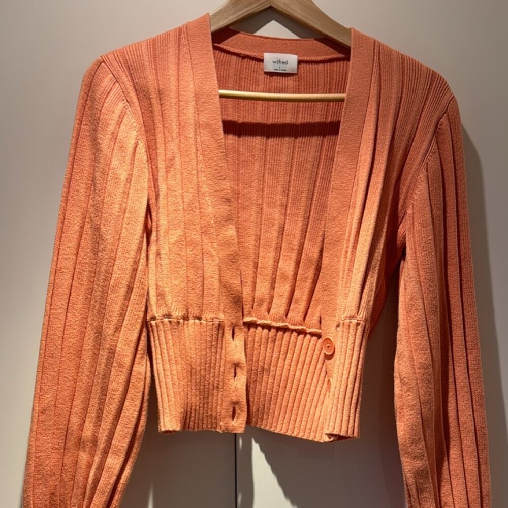 Orange aritzia plunge front cardigan size small